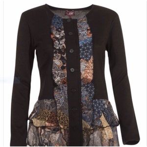 Black Floral Ruffle Tiered Cardigan